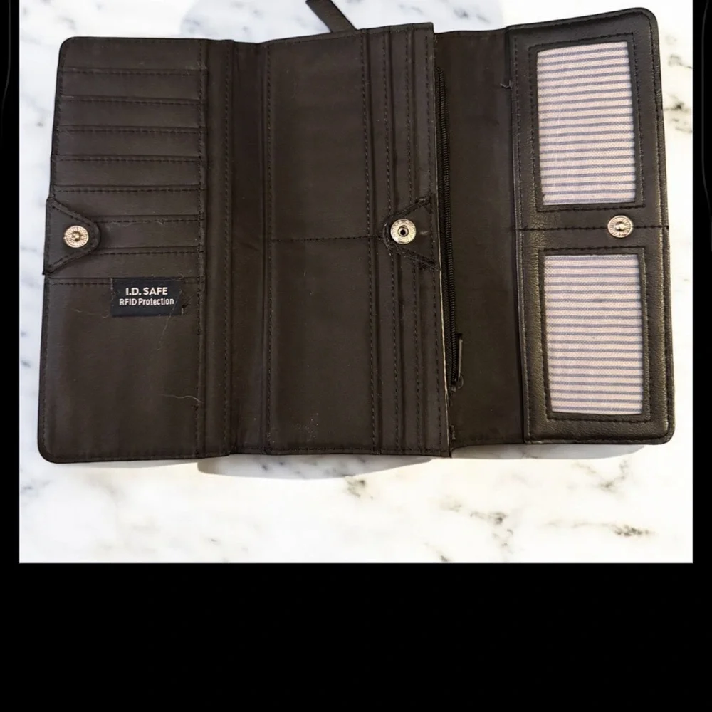 Nautica Black Wallet with Blue Trim - Picture 2 of 4